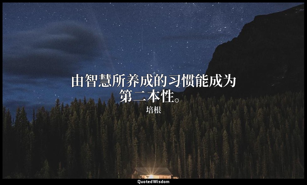 由智慧所养成的习惯能成为第二本性。 — 培根