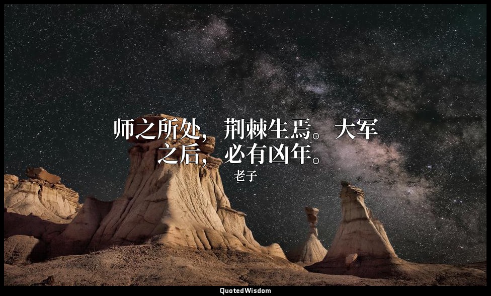 师之所处，荆棘生焉。大军之后，必有凶年。 — 老子