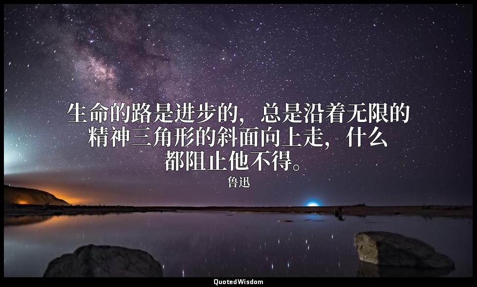 生命的路是进步的，总是沿着无限的精神三角形的斜面向上走，什么都阻止他不得。 — 鲁迅