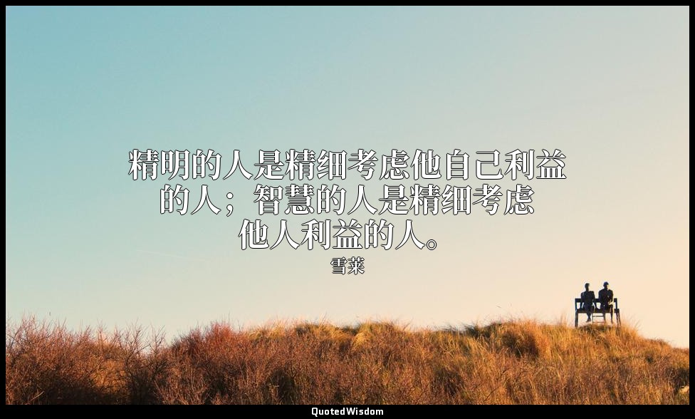 精明的人是精细考虑他自己利益的人；智慧的人是精细考虑他人利益的人。 — 雪莱