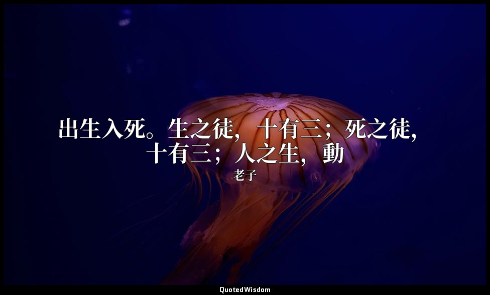 出生入死。生之徒，十有三；死之徒，十有三；人之生，動 — 老子