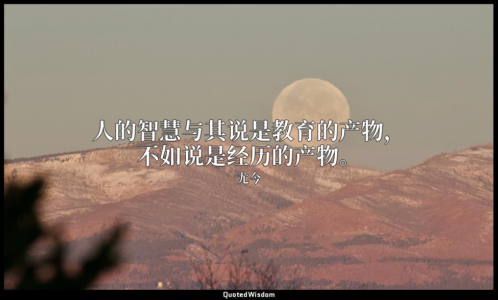 人的智慧与其说是教育的产物，不如说是经历的产物。 — 尤今