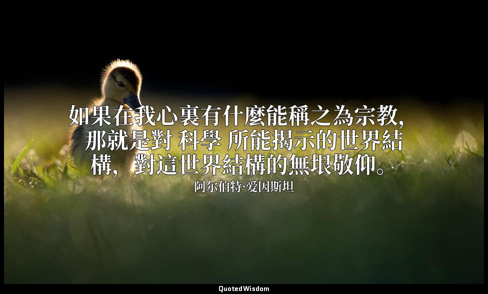 如果在我心裏有什麼能稱之為宗教，那就是對 科學 所能揭示的世界結構，對這世界結構的無垠敬仰。 — 阿尔伯特·爱因斯坦
