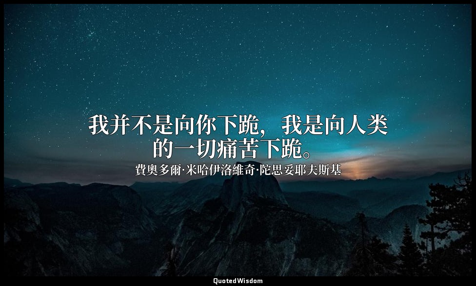我并不是向你下跪，我是向人类的一切痛苦下跪。 — 費奧多爾·米哈伊洛維奇·陀思妥耶夫斯基
