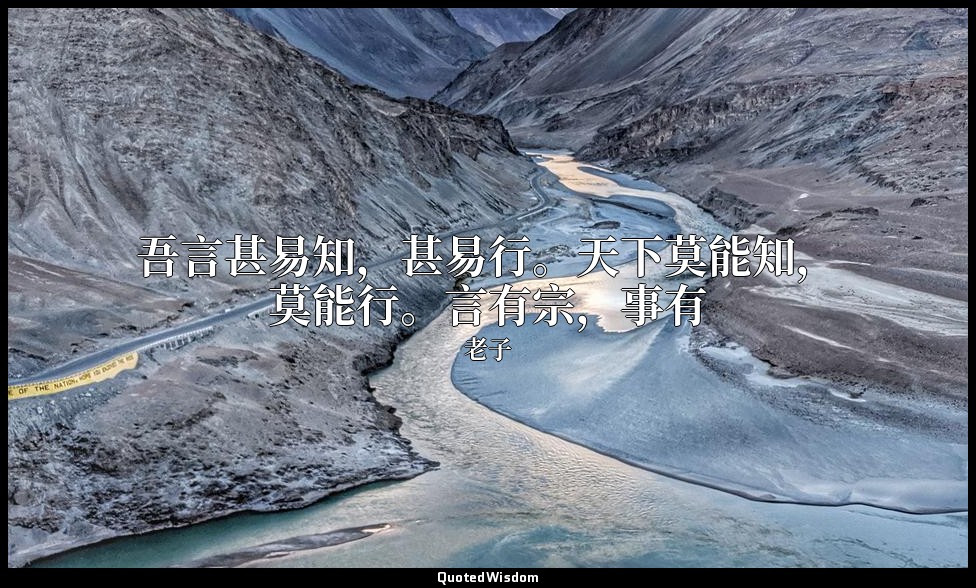 吾言甚易知，甚易行。天下莫能知，莫能行。言有宗，事有 — 老子