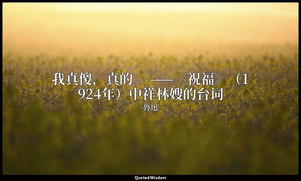 我真傻，真的。 ——《祝福》（1924年）中祥林嫂的台词 — 魯迅