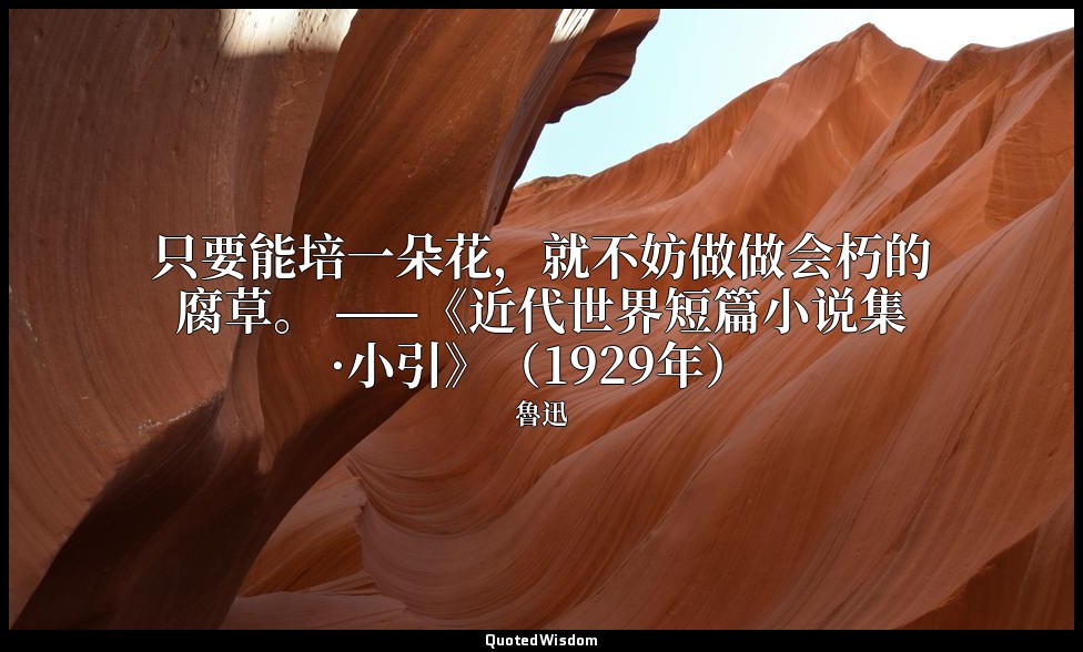 只要能培一朵花，就不妨做做会朽的腐草。 ——《近代世界短篇小说集·小引》（1929年） — 魯迅