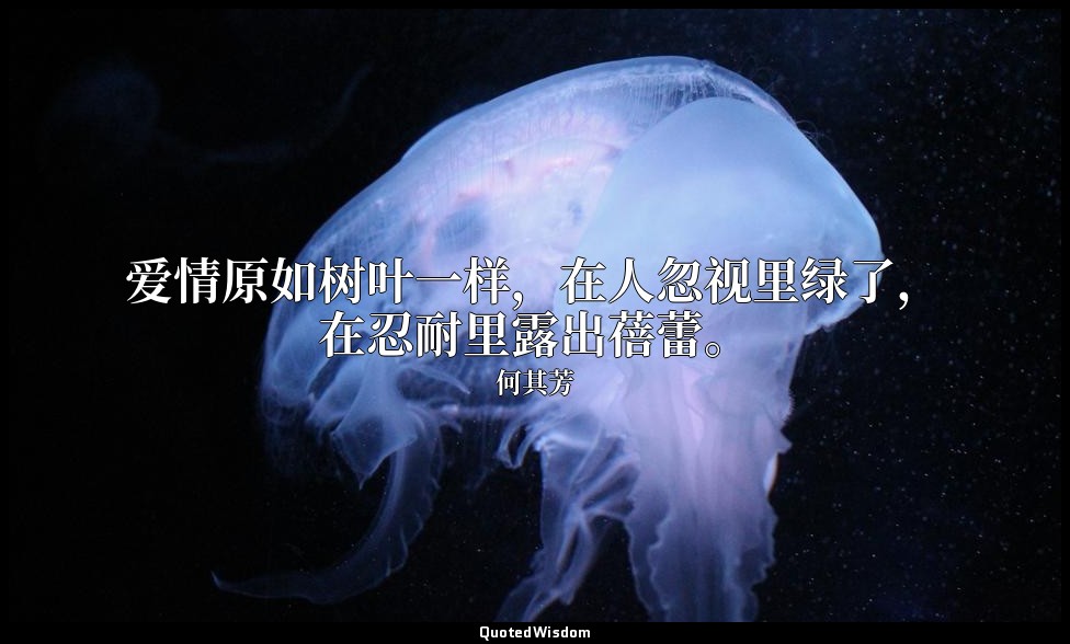 爱情原如树叶一样，在人忽视里绿了，在忍耐里露出蓓蕾。 — 何其芳