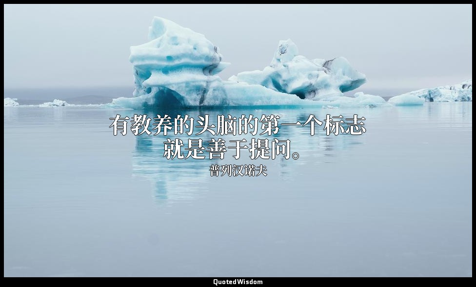 有教养的头脑的第一个标志就是善于提问。 — 普列汉诺夫