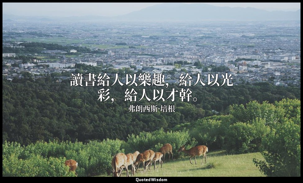 讀書給人以樂趣，給人以光彩，給人以才幹。 — 弗朗西斯·培根