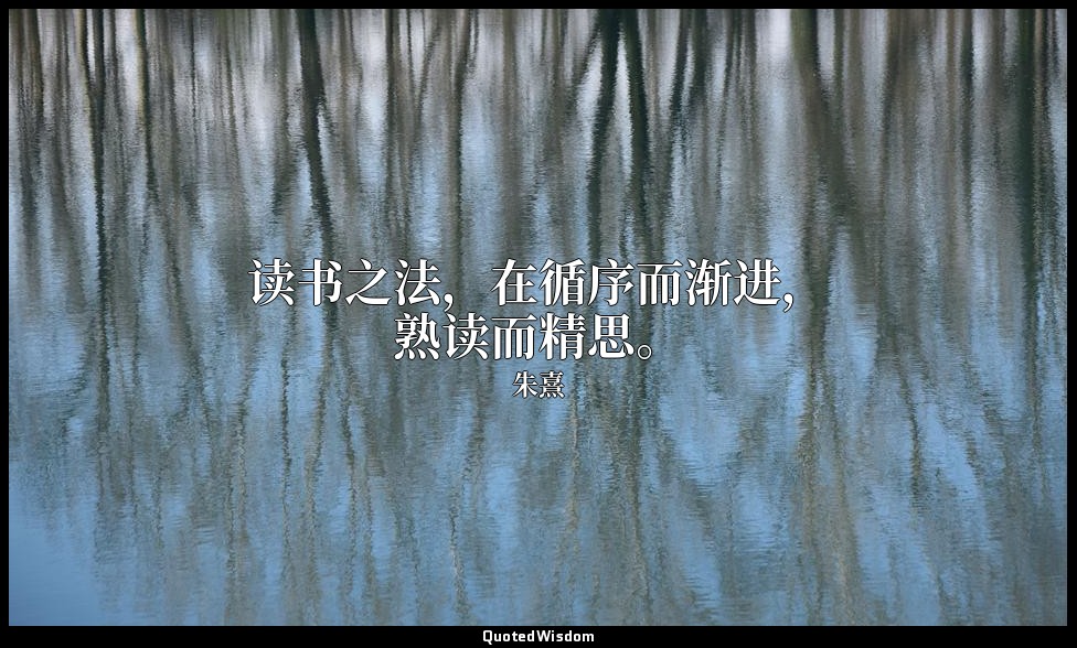 读书之法，在循序而渐进，熟读而精思。 — 朱熹