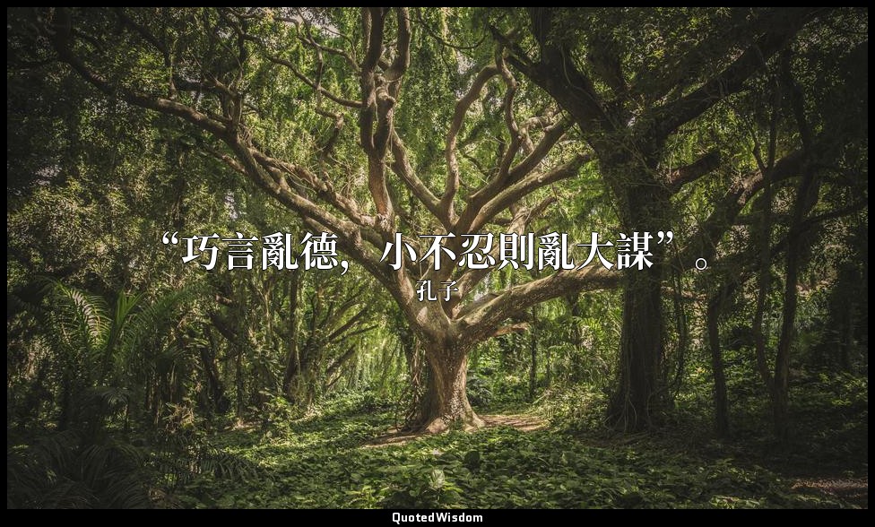 “巧言亂德，小不忍則亂大謀”。 — 孔子