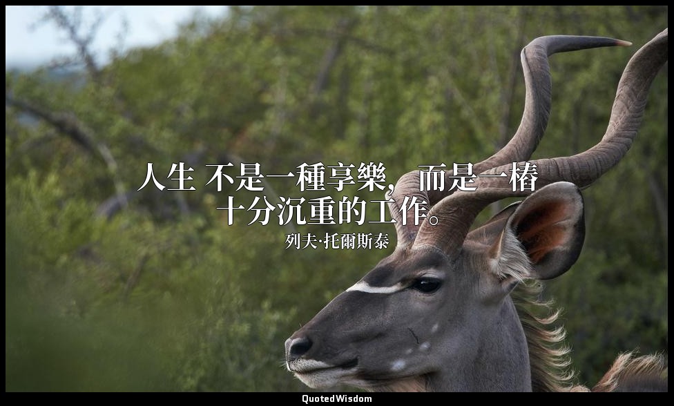 人生 不是一種享樂，而是一樁十分沉重的工作。 — 列夫·托爾斯泰