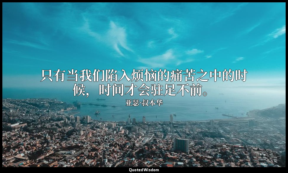 只有当我们陷入烦恼的痛苦之中的时候，时间才会驻足不前。 — 亚瑟·叔本华