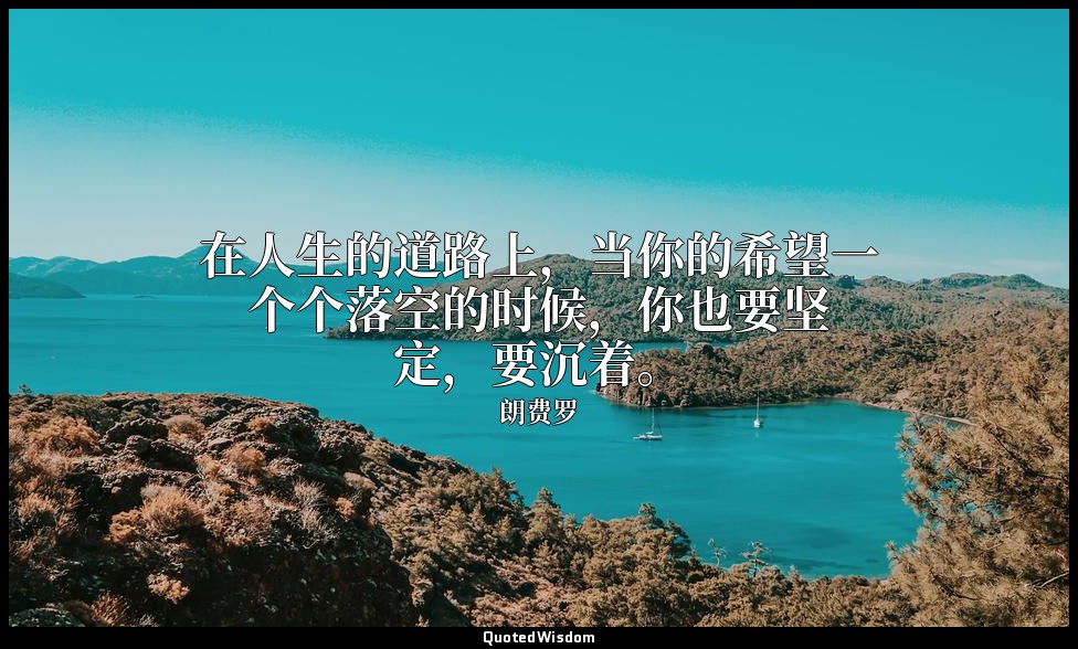 在人生的道路上，当你的希望一个个落空的时候，你也要坚定，要沉着。 — 朗费罗