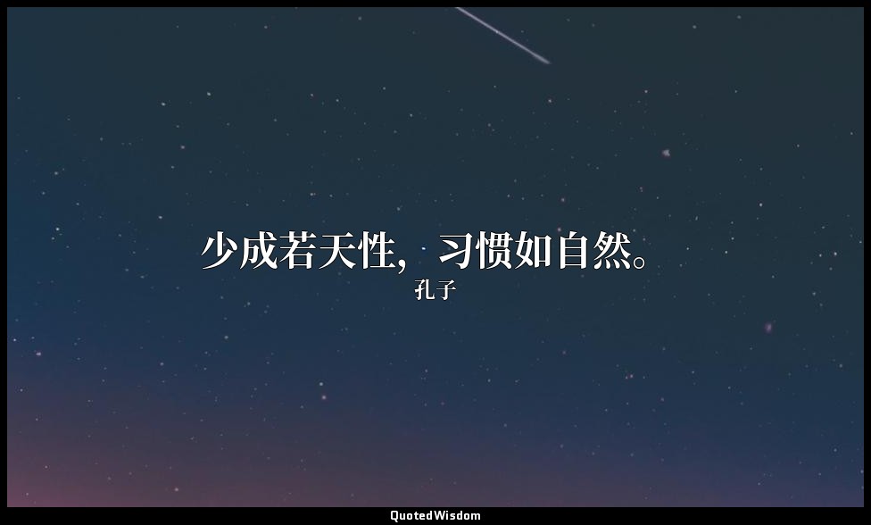 少成若天性，习惯如自然。 — 孔子