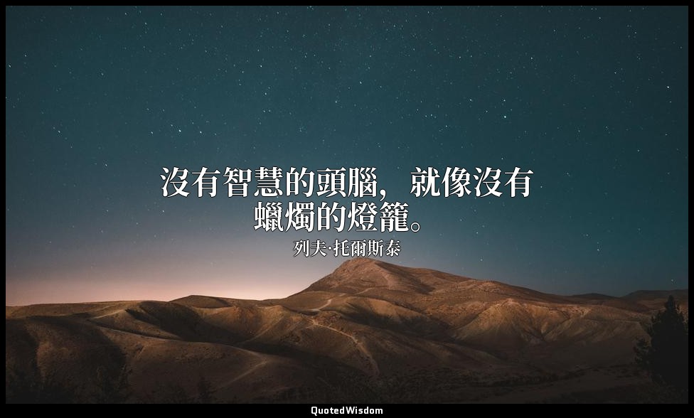 沒有智慧的頭腦，就像沒有蠟燭的燈籠。 — 列夫·托爾斯泰