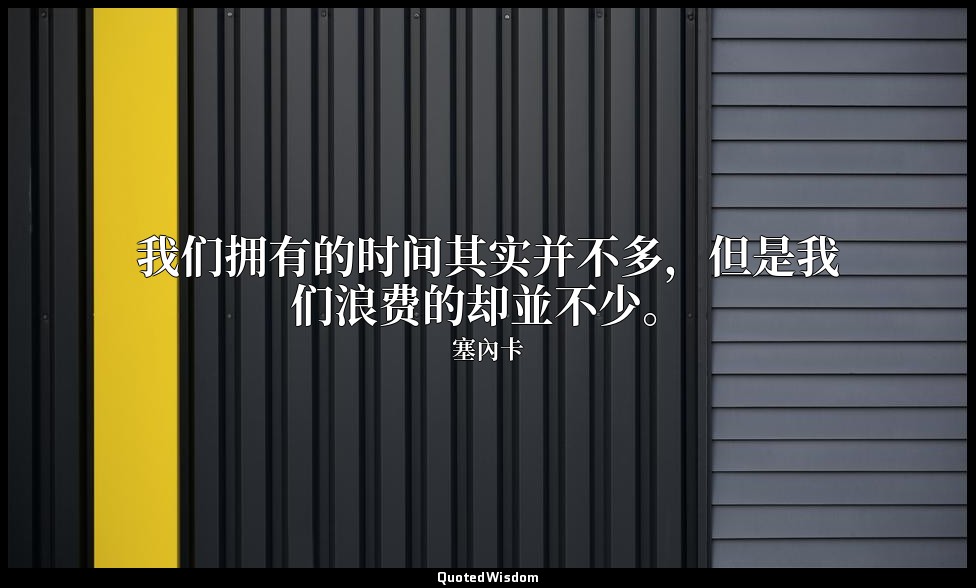 我们拥有的时间其实并不多，但是我们浪费的却並不少。 — 塞內卡