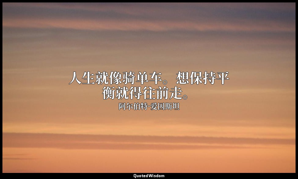 人生就像骑单车。想保持平衡就得往前走。 — 阿尔伯特·爱因斯坦