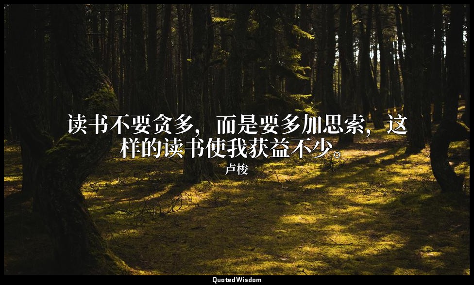 读书不要贪多，而是要多加思索，这样的读书使我获益不少。 — 卢梭