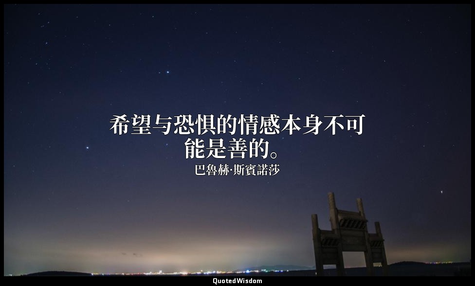 希望与恐惧的情感本身不可能是善的。 — 巴魯赫·斯賓諾莎