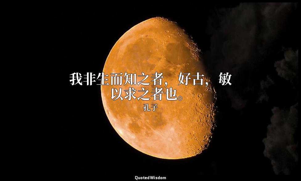 我非生而知之者，好古，敏以求之者也。 — 孔子