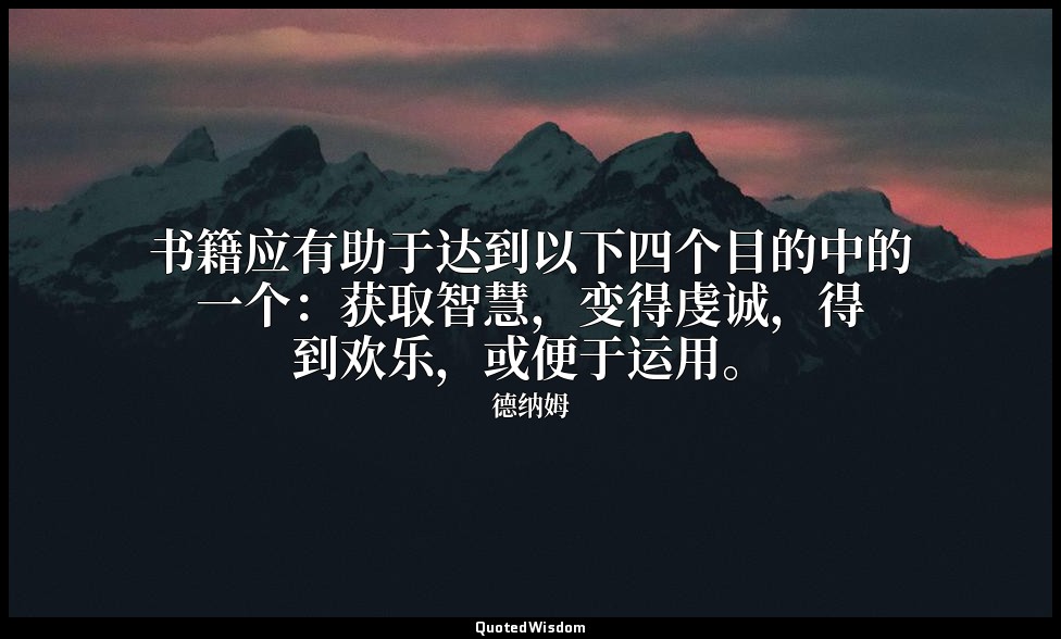 书籍应有助于达到以下四个目的中的一个：获取智慧，变得虔诚，得到欢乐，或便于运用。 — 德纳姆