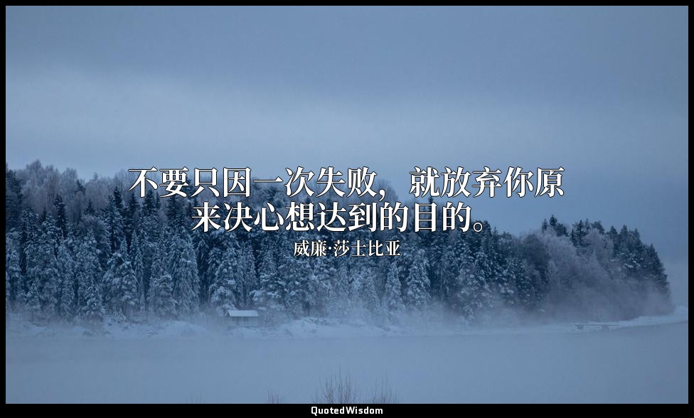 不要只因一次失败，就放弃你原来决心想达到的目的。 — 威廉·莎士比亚