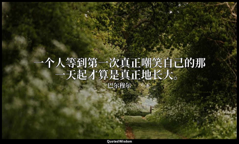 一个人等到第一次真正嘲笑自己的那一天起才算是真正地长大。 — 巴尔穆尔