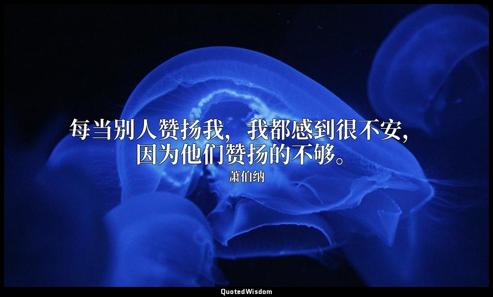 每当别人赞扬我，我都感到很不安，因为他们赞扬的不够。 — 萧伯纳