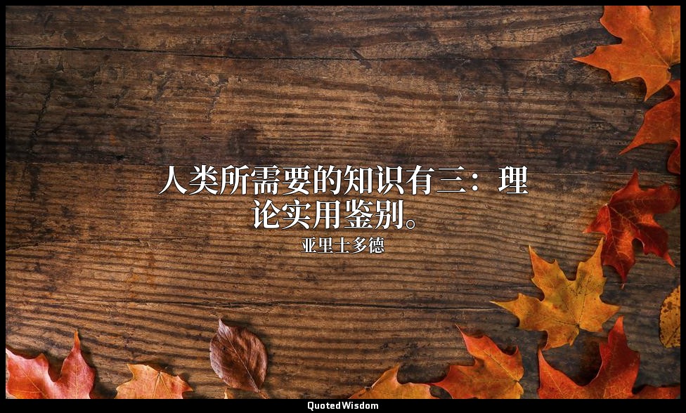 人类所需要的知识有三：理论实用鉴别。 — 亚里士多德