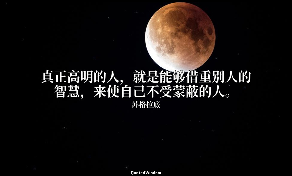 真正高明的人，就是能够借重别人的智慧，来使自己不受蒙蔽的人。 — 苏格拉底