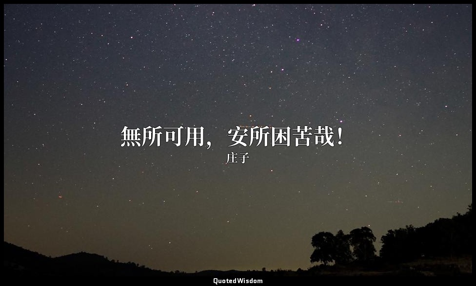 無所可用，安所困苦哉！ — 庄子