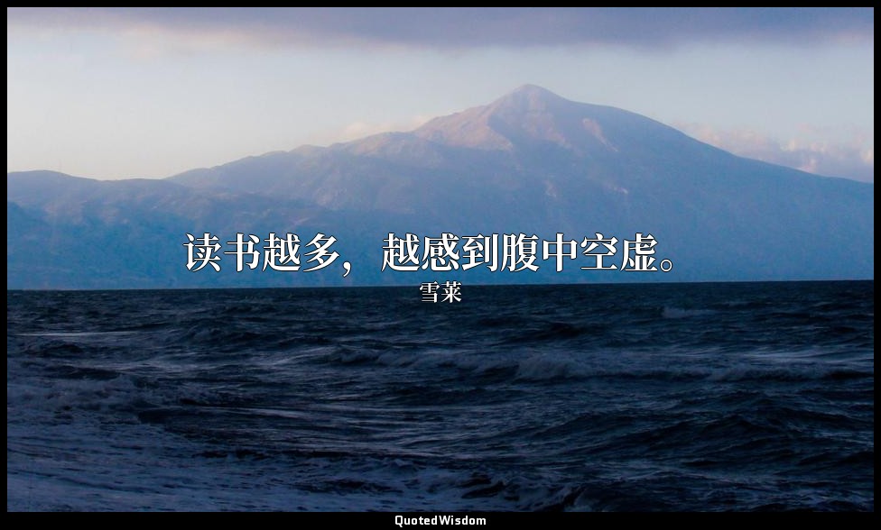 读书越多，越感到腹中空虚。 — 雪莱