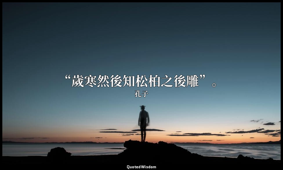 “歲寒然後知松柏之後雕”。 — 孔子