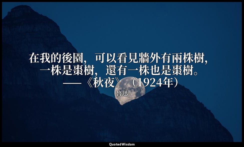 在我的後園，可以看見牆外有兩株樹，一株是棗樹，還有一株也是棗樹。 ——《秋夜》（1924年） — 魯迅