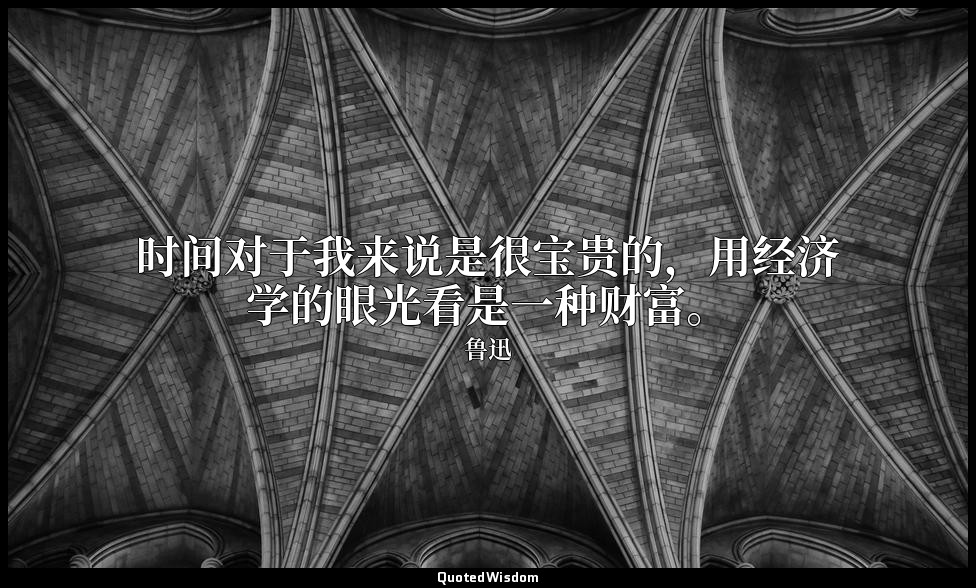 时间对于我来说是很宝贵的，用经济学的眼光看是一种财富。 — 鲁迅