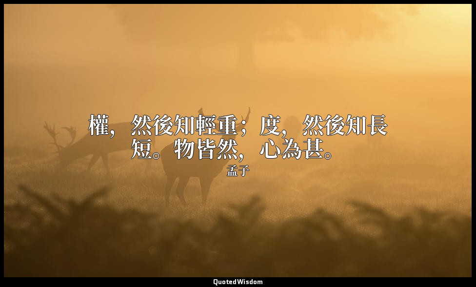 權，然後知輕重；度，然後知長短。物皆然，心為甚。 — 孟子