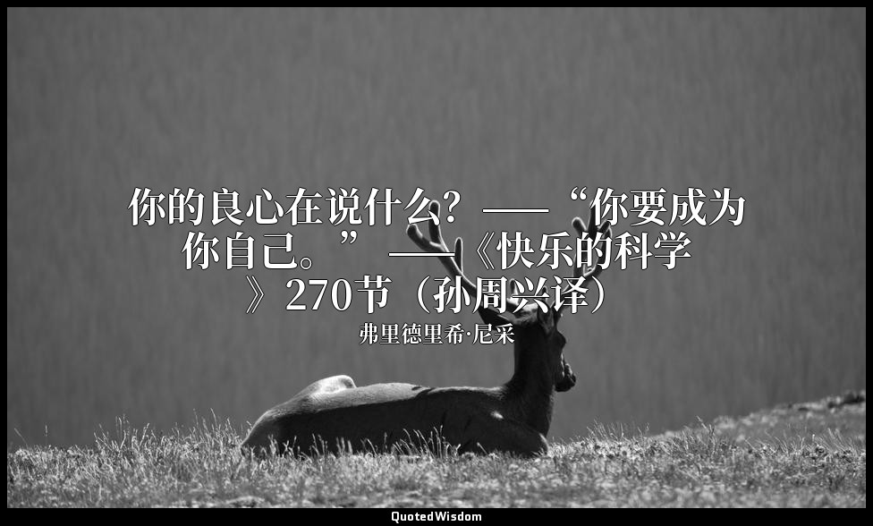 你的良心在说什么？——“你要成为你自己。” ——《快乐的科学》270节（孙周兴译） — 弗里德里希·尼采