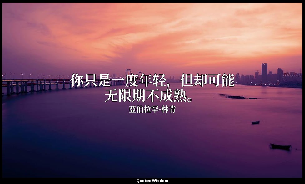 你只是一度年轻，但却可能无限期不成熟。 — 亞伯拉罕·林肯