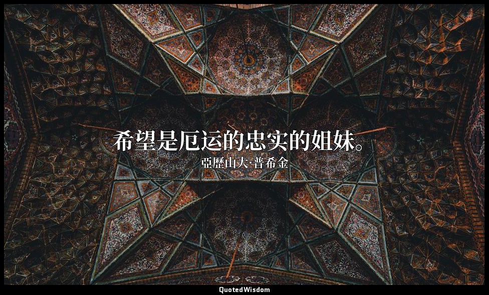 希望是厄运的忠实的姐妹。 — 亞歷山大·普希金