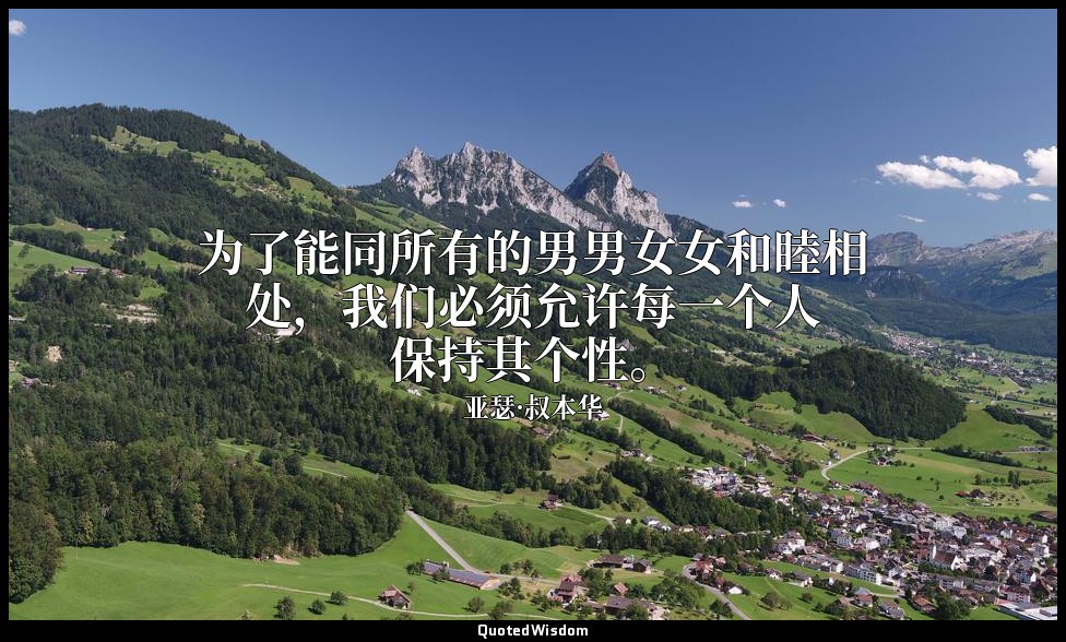 为了能同所有的男男女女和睦相处，我们必须允许每一个人保持其个性。 — 亚瑟·叔本华