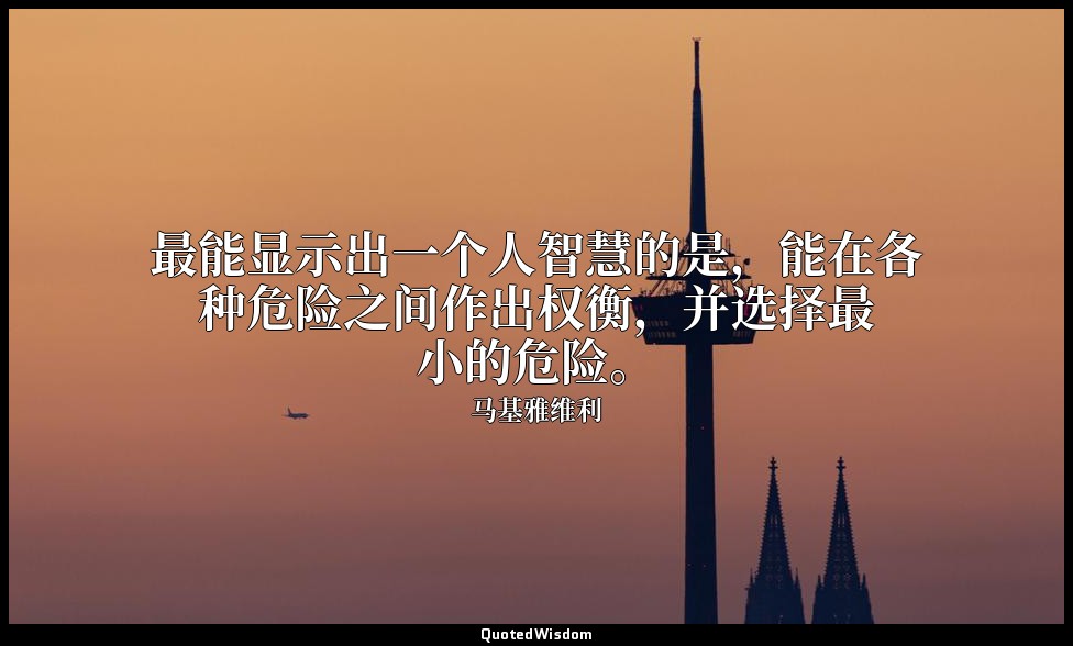 最能显示出一个人智慧的是，能在各种危险之间作出权衡，并选择最小的危险。 — 马基雅维利