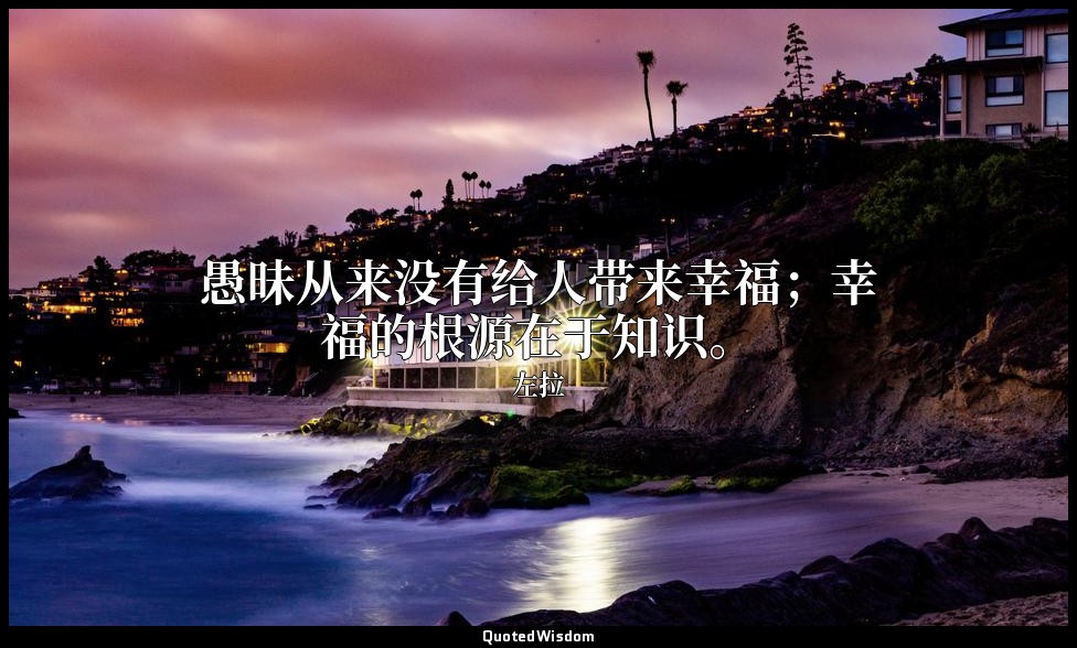 愚昧从来没有给人带来幸福；幸福的根源在于知识。 — 左拉