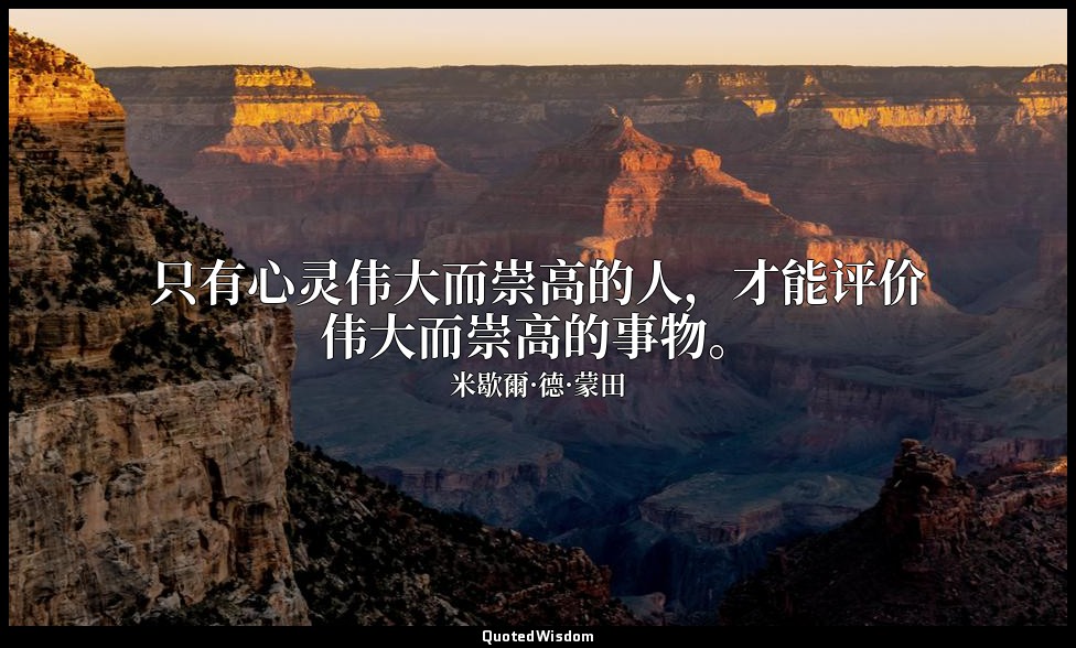 只有心灵伟大而崇高的人，才能评价伟大而崇高的事物。 — 米歇爾·德·蒙田