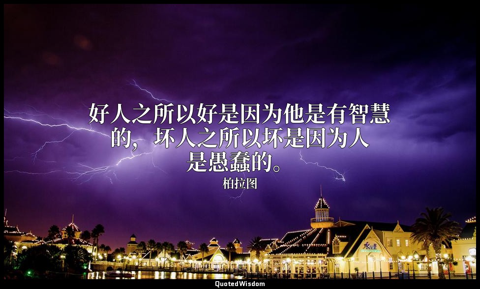 好人之所以好是因为他是有智慧的，坏人之所以坏是因为人是愚蠢的。 — 柏拉图
