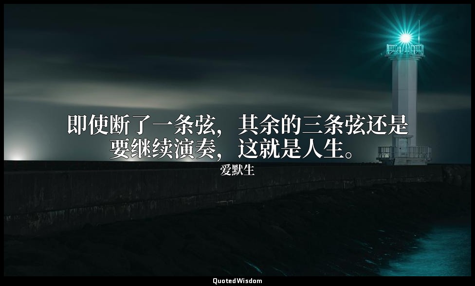 即使断了一条弦，其余的三条弦还是要继续演奏，这就是人生。 — 爱默生