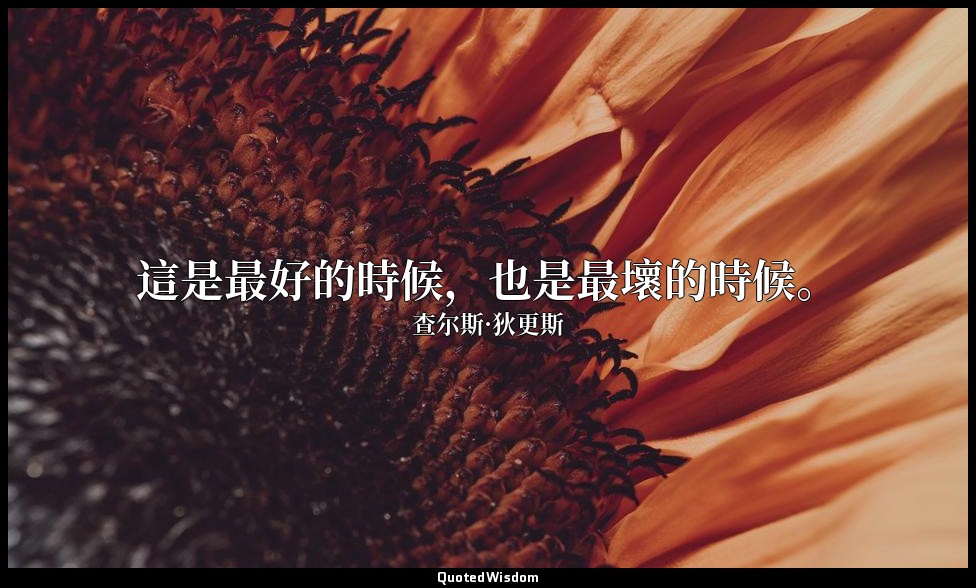 這是最好的時候，也是最壞的時候。 — 查尔斯·狄更斯