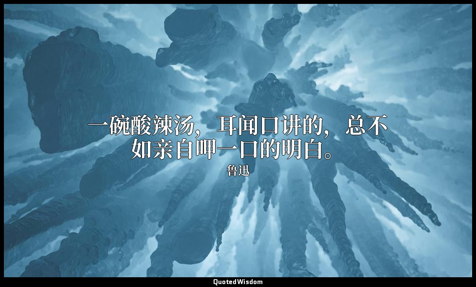 一碗酸辣汤，耳闻口讲的，总不如亲自呷一口的明白。 — 鲁迅