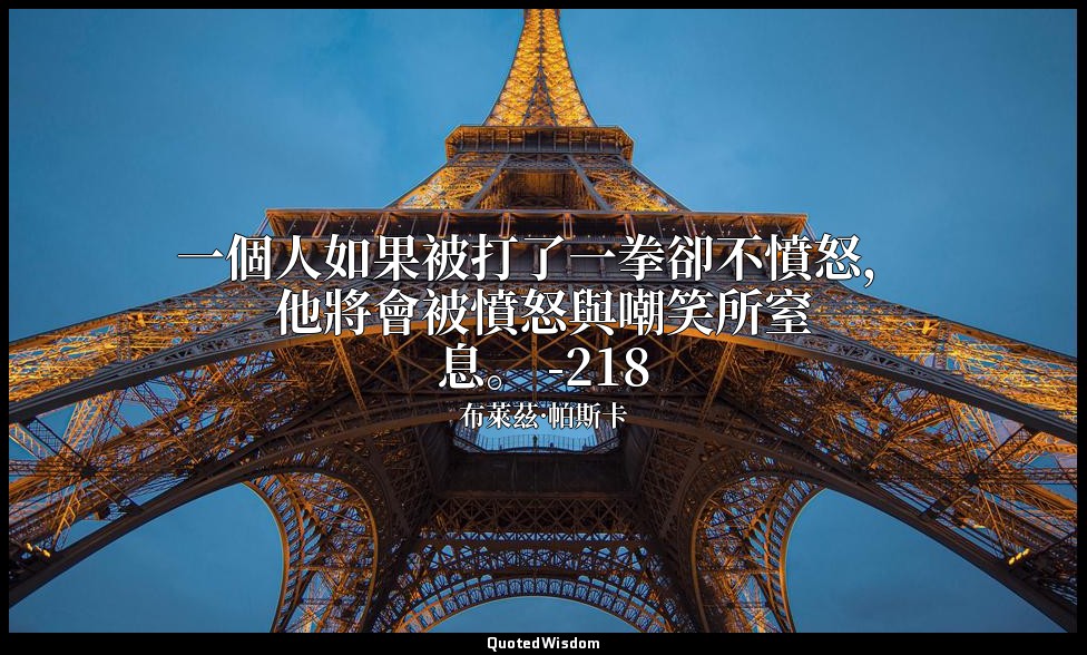 一個人如果被打了一拳卻不憤怒，他將會被憤怒與嘲笑所窒息。 -218 — 布萊茲·帕斯卡